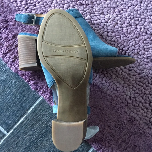 Franco Sarto Blue Suede Slingback Sandals - Picture 3 of 5